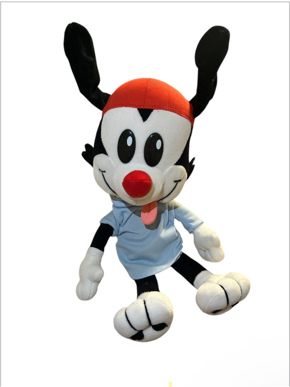 Plush Cartoon Dog Stuffed Toy - Black, White, Red & Blue